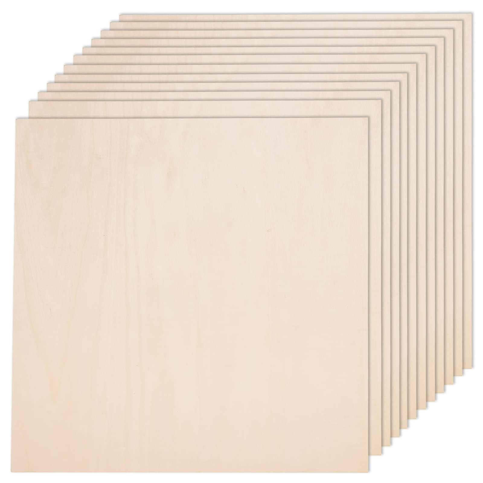 24 Pack Plywood Sheets for Crafts 300 x 300 x 3mm Unfinished Basswood Sheets Blank Square Plywood Boards Craft Wood for Woodcraft, Painting, Engraving, Stenciling, Staining, Home Decor, Models Making