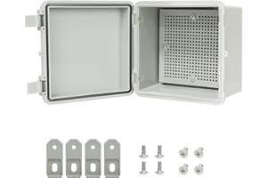 LMioEtool Junction Box, ABS Plastic IP65 Waterproof Dustproof Universal Electrical Enclosure Hinged Shell Outdoor and Indoor Usage Project Box, 5.9"x 5.9"x 3.5"(150x150x90mm), Grey
