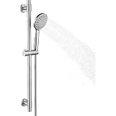 YSNOL Adjustable 30-Inch Shower Slide Bar with 5-Function Handheld Shower Head, Stainless Steel Wall Mount Shower Slide Bar Set with Extra Hose, Drilling Required (Brushed Nickel)