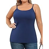 V FOR CITY Plus Size Camisole for Women with Shelf Bra Adjustable Spaghetti Strap Cami Tank Top Cotton Undershirts 1X-5X