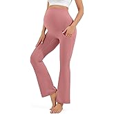 Blisset Women's Maternity Pants with Pockets Over The Belly Pregnancy Bootcut Yoga Pants for Work Casual