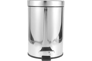 RUNROTOO Home and Office Stainless Steel Step Trash Can with Lid 3L Metal Garbage Bin for Kitchen and