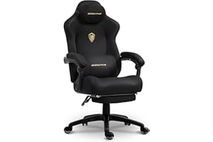 Dowinx Big and Tall Gaming Chair, Suede Fabric Game Chair with Pocket Spring Cushion, High Back Gamer Chair Ergonomic with Footrest for Adults Office, 440LBS, Black