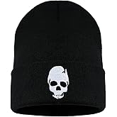Zgboaht Embroidered Beanie for Men Women Stretch Knited Winter Hat Warm Cuffed Skeleton Hat Skull Cap