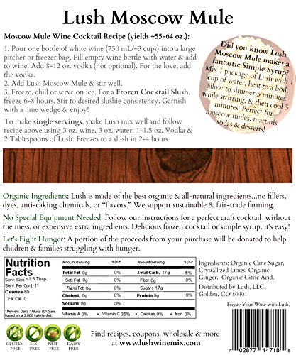 Lush Wine Mix - Organic Mix for Wine Slushies & Simple Syrup Cocktails (Spring & Summer 6-pack - Original, Sangria, Moscow Mule, Strawberry Basil Lemonade, Ginger Hibiscus, Cosmo) - Thumbnail 4