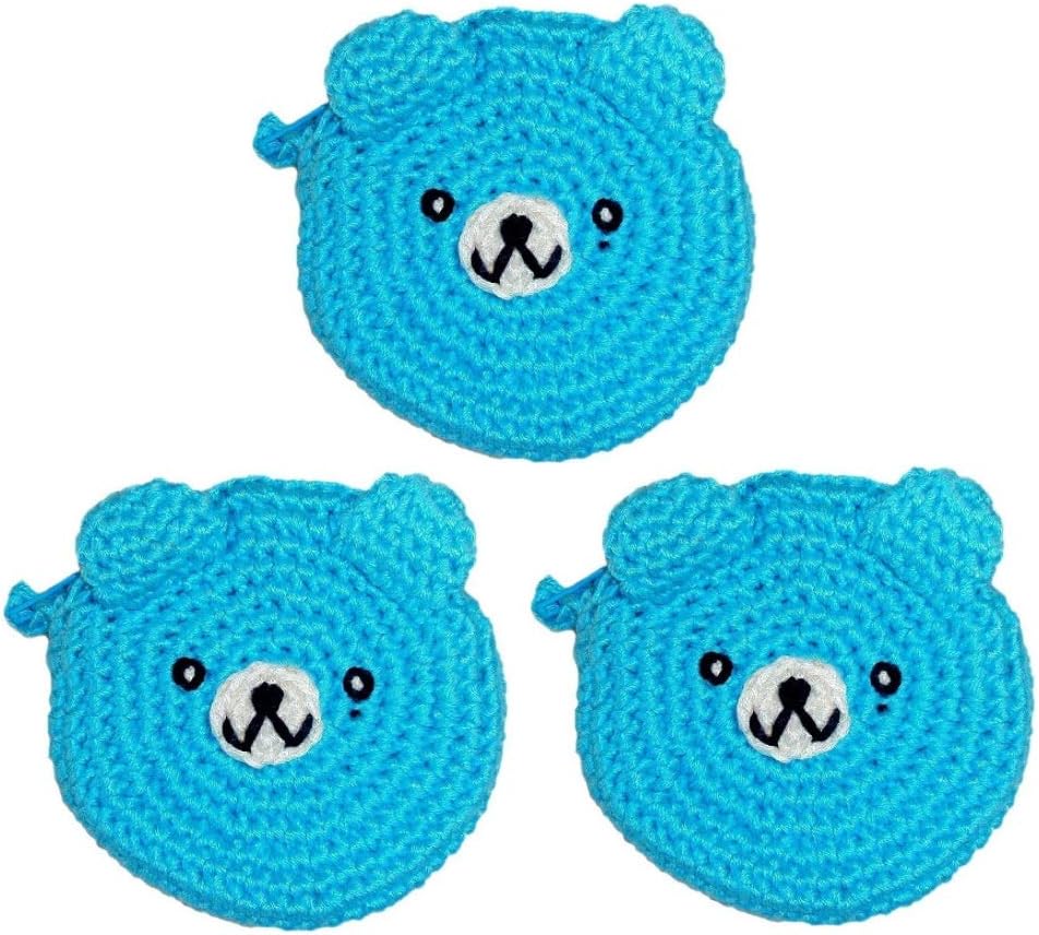 Animal Wallet Kids Bear Coin Purse, KidStyle by Amikins, Bear Blue - Lot of 3