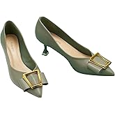 C.Paravano Pumps Shoes Women | Kitten Heels | Low Heel | Dress Shoes for Women | Pointed Toe Heels(Grey,Size 5.5)