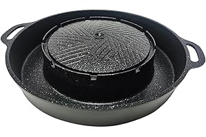 Generic Hot Pot with Grill Korean BBQ Shabu Shabu Griddle Pan Cooker 2 in 1 BBQ Grill Hot Pot for Indoor Kitchen Home Friends