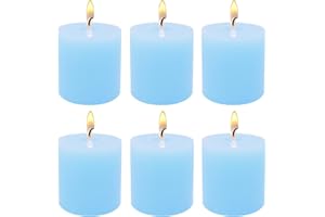 BEILISEN 6 Pack Blue Pillar Candles - 2" Tall x 2" Diameter, Small Ocean Scented Votive Candles for Weddings Party Dinner Events Home Decor