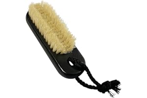 NewFerU Wooden Nail Brush Cleaner Black X 1 in 100% Natural Boar Bristle for Cleaning Hand Finger Foot Toe, Fingernail Toenail Scrub Brush for Men Women Kids Manicure Pedicure Care (with Rope)