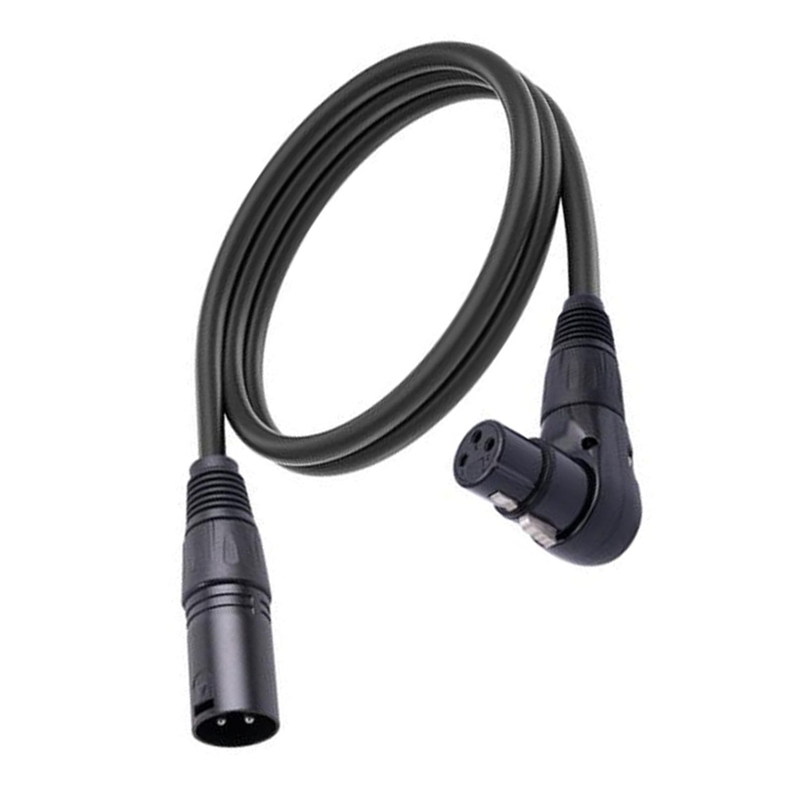 Plyisty 1.8m/5.9ft XLR Microphone Cable, Black, 90° Angle, Male to Female, Compatible with Speakers, Mixers, Amplifiers, Guitars, Drums