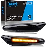 KDM Side Marker Light for BMW E90 E46 E60 E61 E81 E82 E87 325i 328i 335i | For BMW E91 E92 E93 E88 E83 X3 E84 X1 330i Led Fender Front Turn Signal Smoked Lens Amber Lights,2 Pack