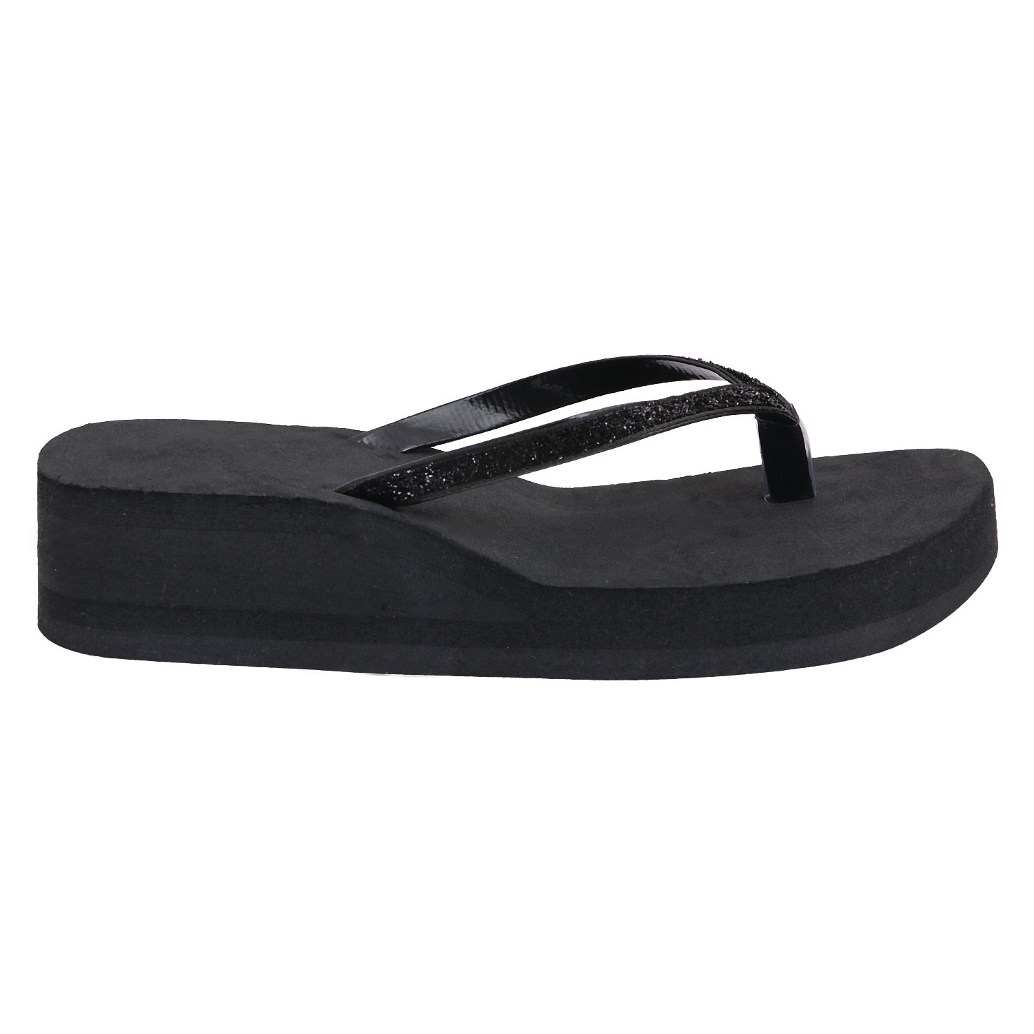 hd casual rubber flip-flop slippers for women (black)