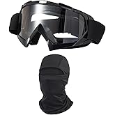 LJDJ Dirt Bike Goggles ATV Off-Road Riding Motorcycle Motocross Glasses with Sun UV Protection Balaclava Full Face Cover