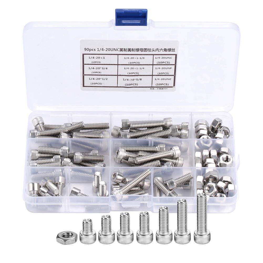Tissting Hex Socket Cap Head Bolts, Stainless Steel Hex Head Cap Screws Assortment Kit with Storage Case 90pcs M3-M8 for Machine Tools, DIY Workshop Projects and Repairs
