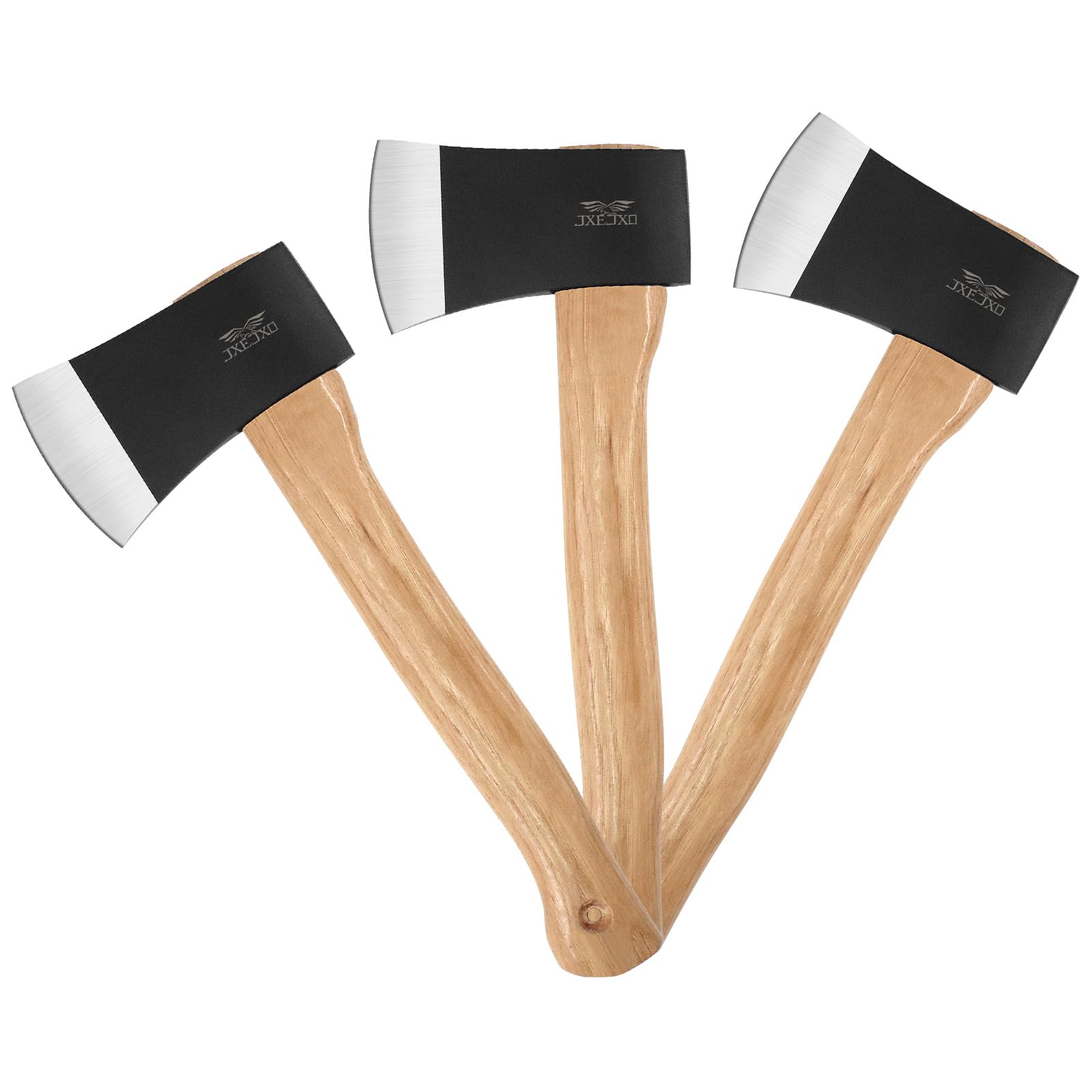 Photo 1 of JXE JXO 14.2" Throwing Axe 3 Pack, 1055 Carbon Steel Hickory Handle, Great for Axe Throwing Recreation and Competition
