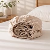 Simple&amp;Opulence Linen Fitted Sheet (1 Piece) - 14 Inch Deep Pocket Mattress Cover Natural Flax Cotton Blended Soft Breathable Bedding - Linen, Twin Size