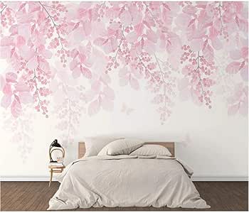 Hyiiw Papel Tapiz De Flor De Cerezo Rosa Mural Flor Impermeable Lienzo