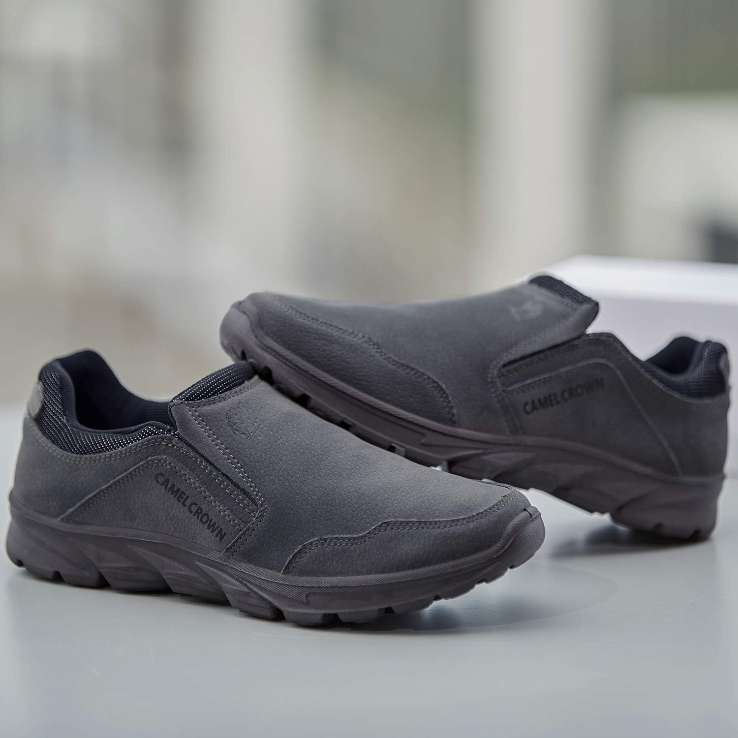 Camel Crown Mens Loafers Slip On Shoes Suede Leather Walking Shoes Casual Comfort Slip Resistant Work Business Shoes