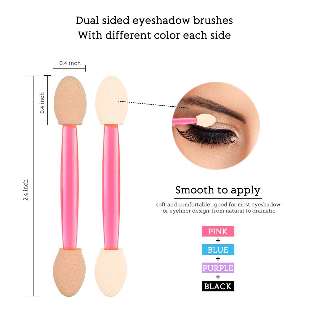 Eyeshadow Applicators,MORGLES 200PCS Disposable Dual Sides Eye Shadow Sponge Applicators Disposable Eyeshadow Applicator Brushes Tipped Oval Makeup Tool-Multicolor: Beauty