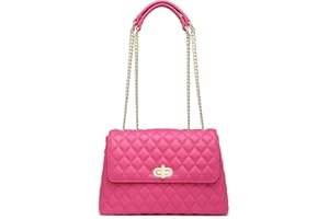 ER.Roulour Quilted Crossbody Bags for Women, Trendy Roomy Shoulder Handbags with Flap Gold Hardware Chain Purses Shoulder Bag