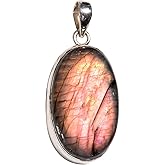 SIVARA Handmade 925 Sterling Silver Oval Gemstone Pendants for Women – Elegant Statement Jewelry Anniversary Christmas, Halloween & New Year Jewelry Idea Gift