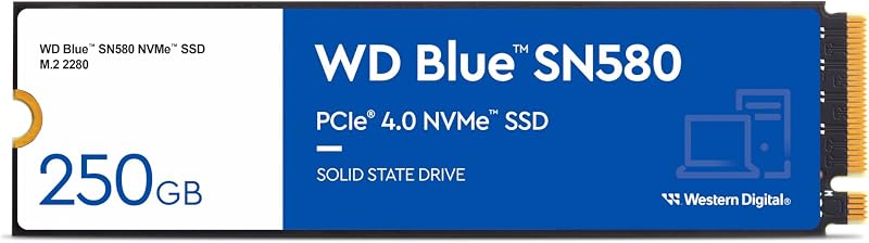 WD Blue SN580 250GB M.2 2280 PCIe Gen4 NVMe SSD - 4150 MB/s - Acronis