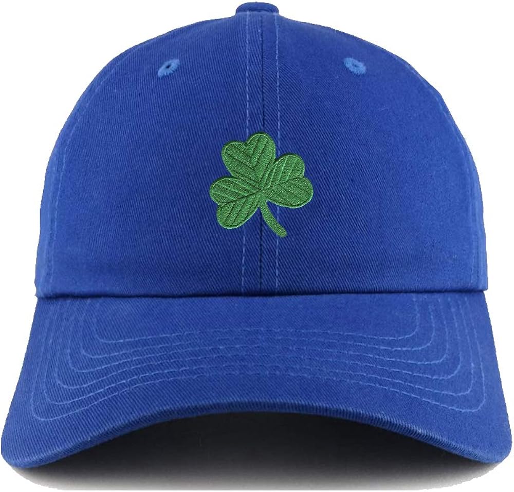 Blue Embroidered Green Clover Lucky Novelty Baseball Hats