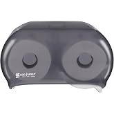San Jamar Classic Versatwin Plastic Tissue Dispenser, Toilet Paper Holder, Tissue Holder with Dual Dispensing for Bathroom, Commercial, Office, Restaurants, Hospitals, Schools, 5.5 Inches, Black Pearl