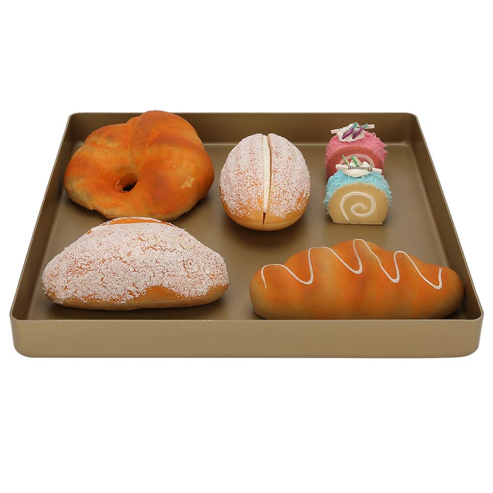 Hominas 11 in Non-Stick Square Baking Tray, Aluminum Alloy Cake Tin Oven Trays Cookie Sheet Pan Pizza Baking Tool for Oven Bread, Gold, 28 X 28 X 3 cm