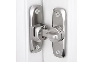 Wocoe Silvery 90/180 Degree Barn Door Lock ，Premium Zinc Alloy Latch - Flip Gate Latches ，for Cabinet,Barn,Sliding,Bathroom,Garden Doors Applications