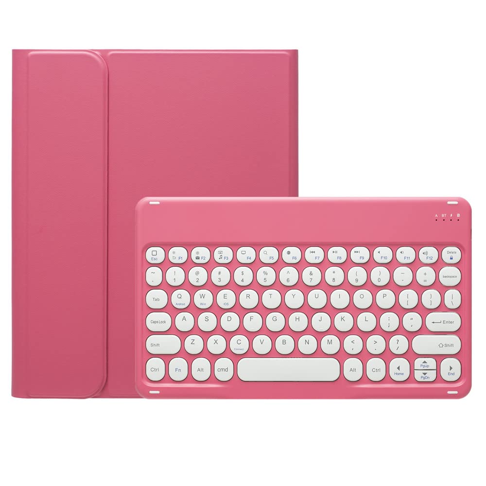 KMXDD Cute Keyboard Case for iPad 9th/8th/7th Generation 10.2 inch, iPad Air 3rd Gen iPad Pro 10.5 inch - Round Key Colorful Bluetooth Keyboard Cover with Pencil Holder (Begonia Red) — image 1