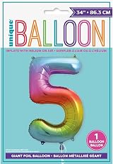 Unique 5-Shaped Rainbow Foil Balloon 86cm Party Birthday Decor view 2