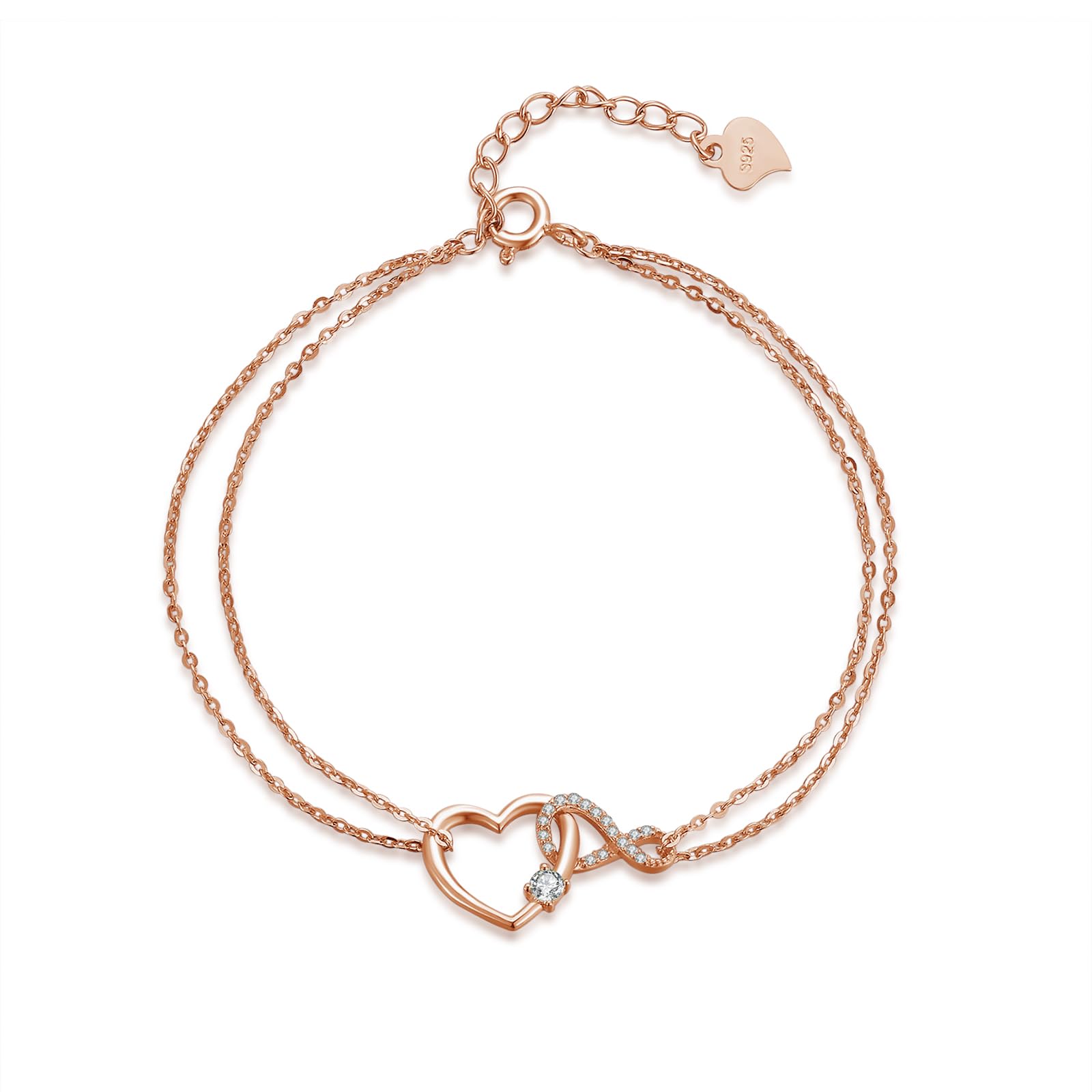 immobird Adjustable Infinity Bracelet Charm Bracelet 925 Sterling Silver Bracelets for Womens