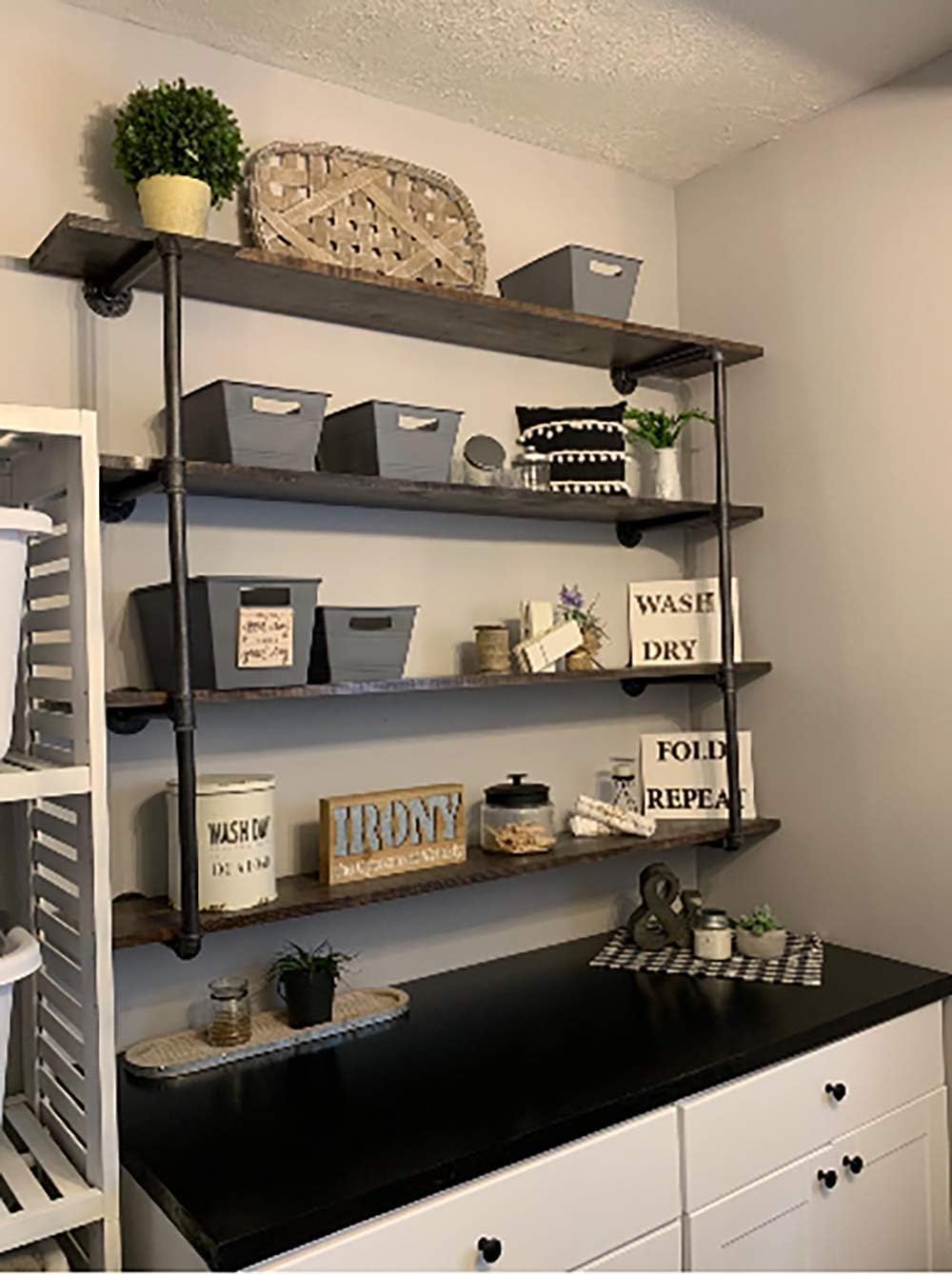 Industrial Retro Wall Mount iron Pipe Shelf,DIY Open Bookshelf,Hung Bracket, DIY Storage Shelving,Home Improvement Kitchen Shelves,Tool Utility Shelves, Office shelves, bookshelves and bookcases（2pcs）: Furniture & Decor
