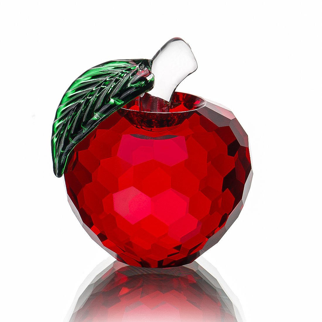 H&D HYALINE & DORA Crystal Apple Paperweight,Art Glass Fruit Collectible Figurines,Gifts for Home Christmas Decor Ornament,Red Apple 40mm
