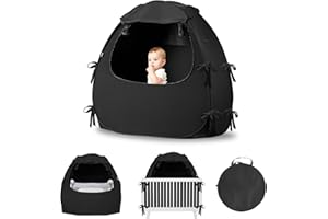 BORNA Blackout Tent for Pack N Play,Portable Travel Crib Blackout Canopy Cover to Block Out 95%+ Light for Baby Sleeping Pop Up Baby Blackout Tent for Crib