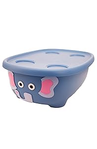 Prince Lionheart TUBIMAL Infant and Toddler Bath Tub - ELEPHANT|Tub Becomes a Storage Bin | Include a Stackable Lid and Infant Mesh Hammock | Innovative Outside Drain Plug| Perfect Bin for Toy Storage