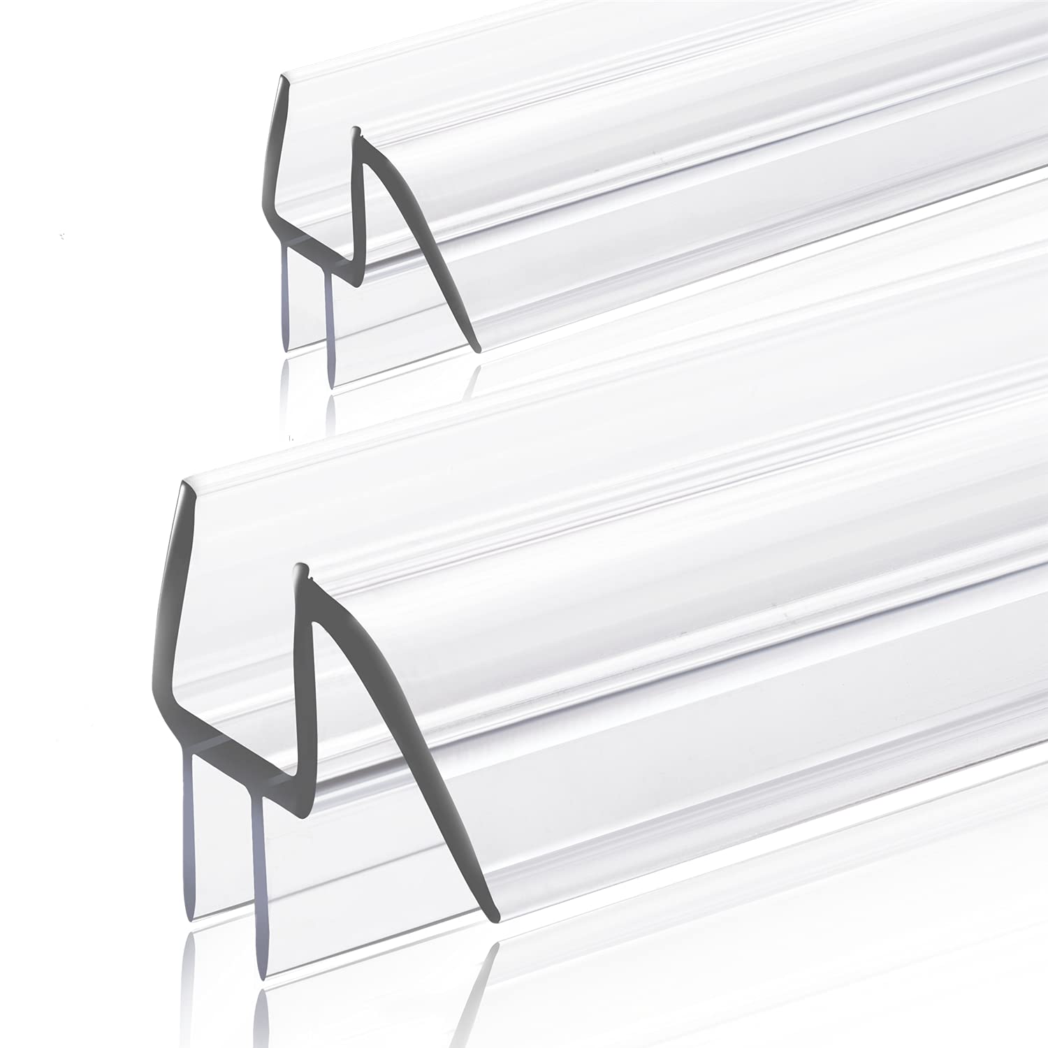 2Pcs Shower Door Seal Strip for 6mm Glass - Covers up to 6mm Gap - Ultra Clear Bath Shower Screen Seal Replacement with 100cm Adjustable Length, Transparent