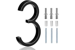 MEREAR 5" Floating Stainless Steel Address House Number, Modern Metal Anti-Rust House Numbers with Nail Kits for Door Garden Mailbox Decor Visibility Signage (3)