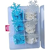 Homankit 50Pcs Edible Cake Cupcake Toppers Snowflakes Christmas Winter Party Decoration White and Blue