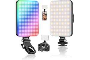 Hagibis RGB Video Light, 360° Full Color Selfie Light LED Camera Light with 3 Cold Shoe Mounts/CRI 97+/20 Scene Modes/2200mAh Rechargeable Portable Phone Light Photography Selfie Lighting