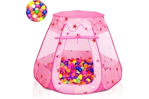 Wilhunter Baby Ball Pit for Toddler with 50 Balls, Kids Pop Up Play Tent for Girls, Princess Toys for Children Indoor & Outdoor Playhouse with Carry Bag (Ball Pit with 50 Balls)