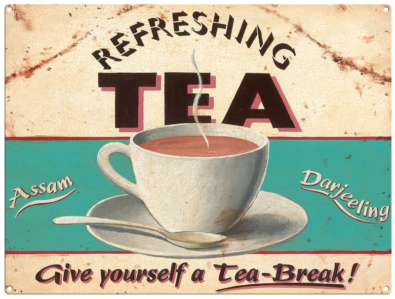 Small (150 x 200mm) Metal Sign - Refreshing Tea - Give Yourself a Tea-Break