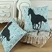 CaliTime Canvas Throw Pillow Cover Shell for Couch Sofa Home Decoration 18 X 18 Inches Turquoise Geometric Pattern with Black Horse