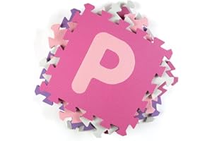 HURSROOR 36PCS Foam Floor Tiles Interlocking Puzzle Foam Tiles for Kids Soft Baby Play Mat, 12"x12" Large Educationa Jigsaw Foam Floor Mats for Playroom, Nursery, Gym Pink-Purple(B)