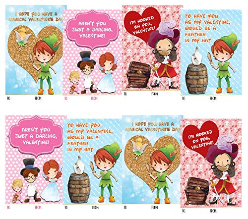 Peter Pan Themed Valentine Day Classroom Sharing Card Set (24 Included)