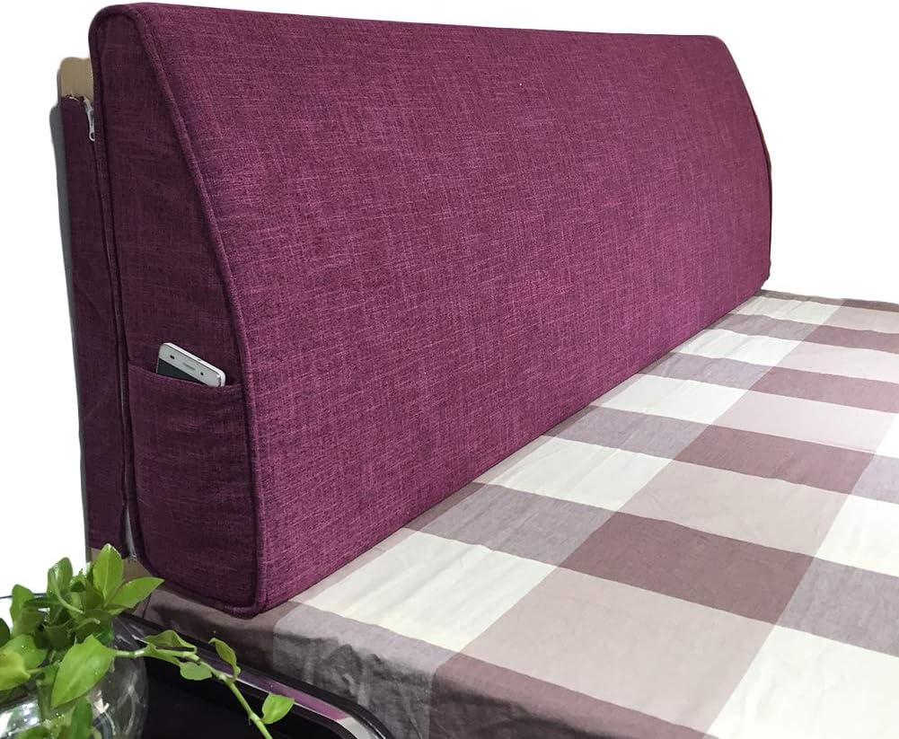 VERCART Large Filled Headboard Sponge Upholstery Bedside Backrest Support Wedge Reading Pillow Cushion with Removable and Washable Cover Red 59x4x19inch