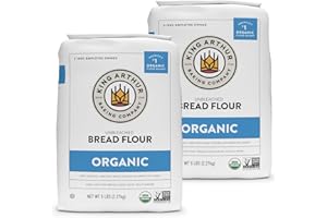 LJJ King Arthur Organic Bread Flour, 2 bags of Organic Bread Flour Unbleached 5LB Each, Ideal Unbleached Flour for Crafting Delicious Bread, Perfect Bread Flour King Arthur for Homemade Recipes