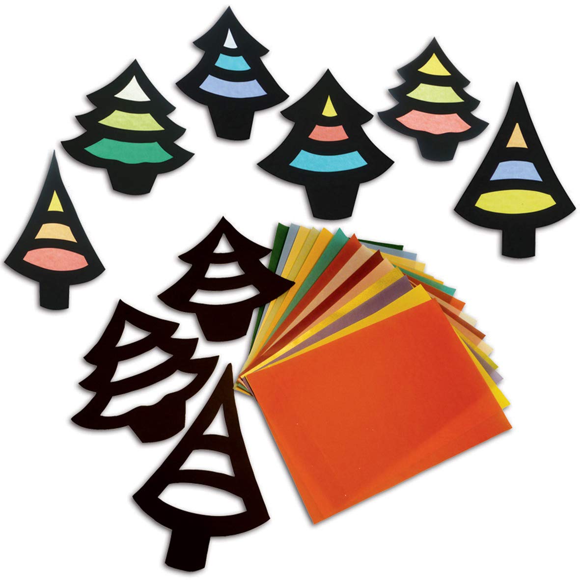 Springboard 10493 Stained Glass Silhouette Christmas Trees Craft Activity (Pack of 30)